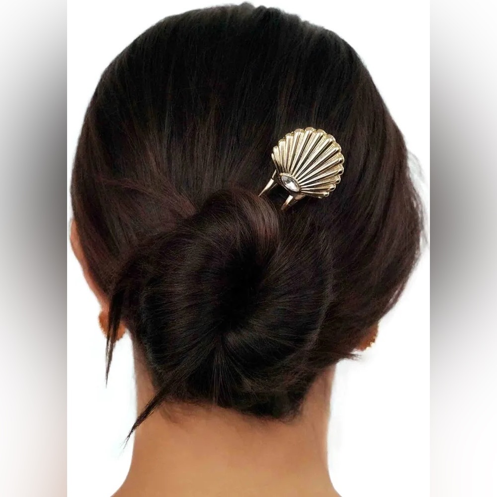Anthropologie Ettika Scalloped Shell Hair Pin Pearl Jewel Claw Hair Bundle 4 - Picture 14 of 16